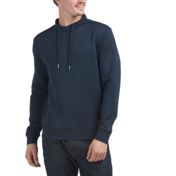 ROBERT BARAKETT Other - ROBERT BARAKETT Navy Drayton Long Sleeve Crossover Mock Neck Knit Shirt